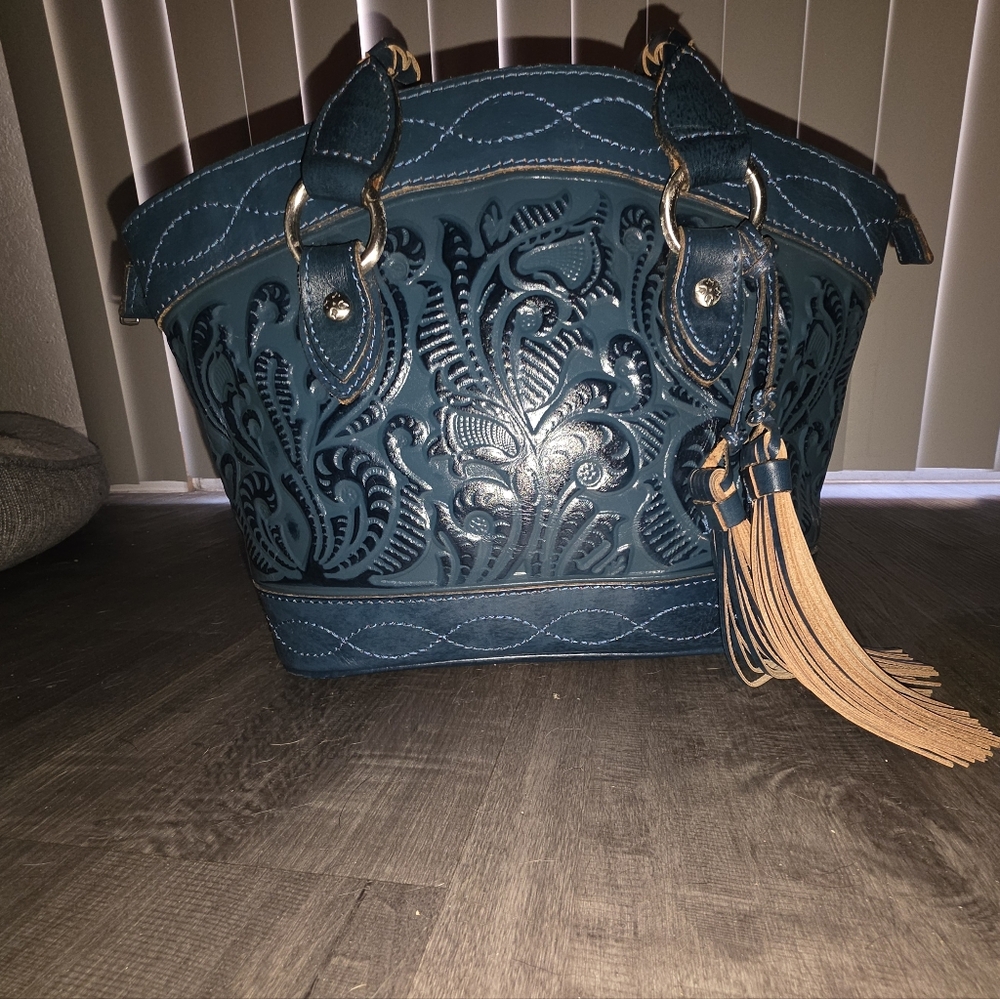 Patricia Nash Teal Embossed Tote Bag
